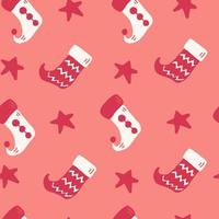 Christmas stockings festive seamless pattern in doodle style vector
