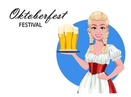 German girl in traditional costume on Oktoberfest vector