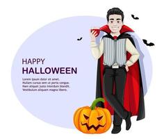 feliz Halloween. personaje de dibujos animados de vampiros vector