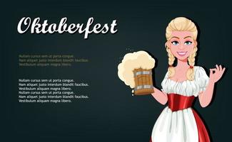 German girl in traditional costume on Oktoberfest vector