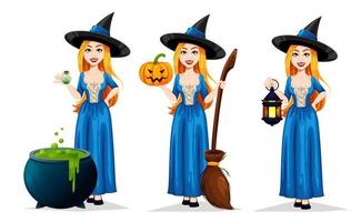Happy Halloween. Beautiful witch cartoon character vector