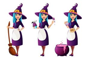 Halloween party. Beautiful lady witch vector