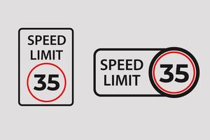 señales de vector de límite de velocidad 35 km por hora