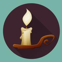 Burning cartoon candle in candlestick. Happy Halloween. Eps10 vector illustration. Isolated