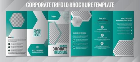 Tri-fold brochure design. Corporate business template for tri-fold flyer with rhombus square shapes. Corporate Tri-Fold Brochure Design Template. Yellow, Red, Black. Full Design in one mockup. vector