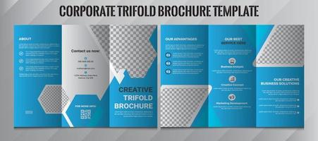 Corporate Tri Fold Brochure vector illustration. Vector triple folding brochure for business and advertising. Layout with modern elements and abstract background. Creative three-folded Brochure.Constr