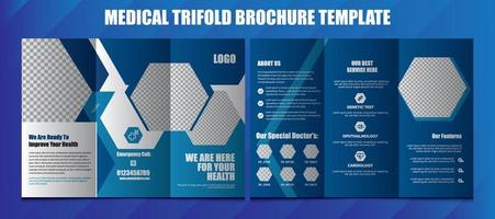 Medical Hospital Tri Fold Brochure Template, Layout design, Corporate business template for try fold brochure or flyer. Layout with modern elements and abstract background. Creative concept folded. vector