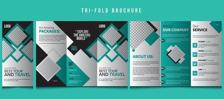Travel Tours Trifold Brochure Template. Travel Agency Brochure. Agency business tri-fold flyer, Poster, Brochure, Tour and Shopping Brochure Template, vector