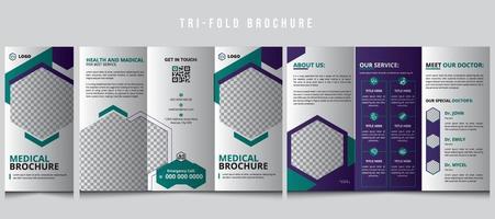 Modern Clinic, Healthcare, Medical Trifold Brochure Template. Medical Brochure Layout. Healthcare Flyer, Poster, Brochure, Hospital Tri fold brochure design, vector