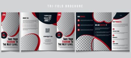 Fashion Trifold Brochure, Business Brochure Template, Red Color Brochure Design, Advertising, Company Brochure, Editable Brochure Template, vector