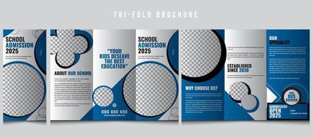 School Tri-Fold Brochure Template Design, School admission brochure template premium vector, Marketing Brochure Template, Corporate Diploma Design for education. vector