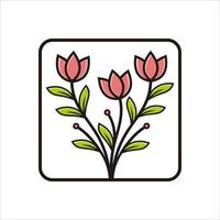 colección de flores con hojas, ramos de flores. flores vectoriales impresión de arte de primavera con elementos botánicos. Felices Pascuas. estilo folclórico. carteles para las vacaciones de primavera. iconos aislados sobre fondo blanco. vector