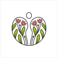 mujer de lujo y arte de línea de loto para inspiración de diseño de logotipo de spa vector
