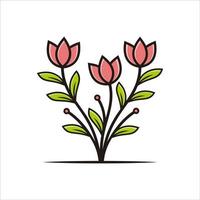 colección de flores con hojas, ramos de flores. flores vectoriales impresión de arte de primavera con elementos botánicos. Felices Pascuas. estilo folclórico. carteles para las vacaciones de primavera. iconos aislados sobre fondo blanco. vector