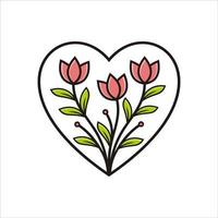 colección de flores con hojas, ramos de flores. flores vectoriales impresión de arte de primavera con elementos botánicos. Felices Pascuas. estilo folclórico. carteles para las vacaciones de primavera. iconos aislados sobre fondo blanco. vector