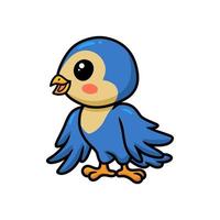 lindo pajarito azul de dibujos animados de pie vector