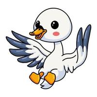 Cute little goose cartoon flying vector