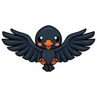 Cute little crow cartoon flying vector