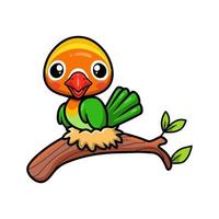 Cute little parrot cartoon on tree branch vector