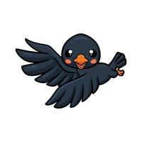 Cute little crow cartoon flying vector