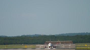 DUSSELDORF, GERMANY JULY 21, 2017 - AirBerlin Airbus A320 in climbing up. Dusseldorf airport video