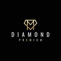 luxury letter M diamond logo design vector