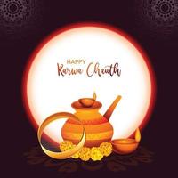 Indian festival of karwa chauth celebration festival card background vector