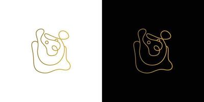 Unique and elegant bear line abstract design 2 vector