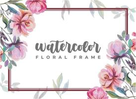 watercolor flower frame template vector