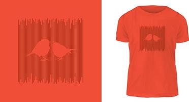 concepto de diseño de camisetas, dos pájaros están hablando vector