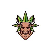 logo creativo de ilustración de cannabis de toro vector