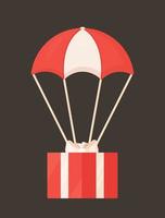 Vector illustration of gift parachute. The picture is isolated on a brown background.