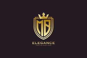 initial MB elegant luxury monogram logo or badge template with scrolls and royal crown - perfect for luxurious branding projects vector