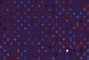 Dark blue, red vector cover with symbols of gamble.