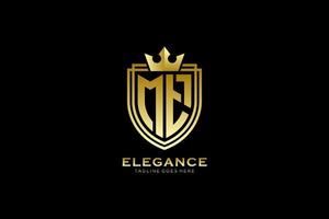 initial MT elegant luxury monogram logo or badge template with scrolls and royal crown - perfect for luxurious branding projects vector