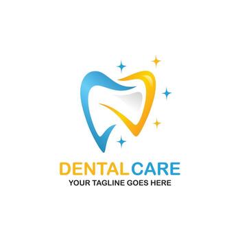 Ilustración de vector de diseño de logotipo de cuidado dental. logotipo dental. logotipo de ortodoncia