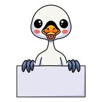 Cute little goose cartoon with blank sign vector