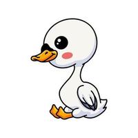 Cute little goose cartoon sitting vector