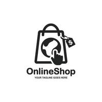 Online shop simple flat logo design vector illustration