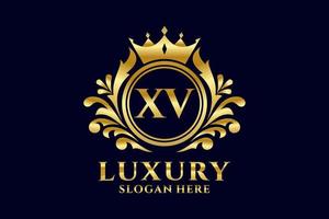 Initial XV Letter Royal Luxury Logo template in vector art for luxurious branding projects and other vector illustration.