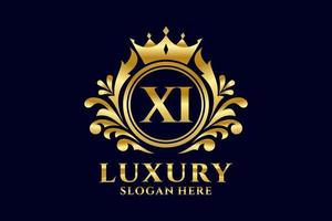 Initial XI Letter Royal Luxury Logo template in vector art for luxurious branding projects and other vector illustration.