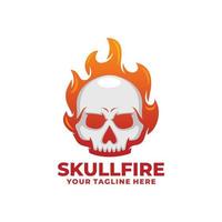 Skull fire logo design vector