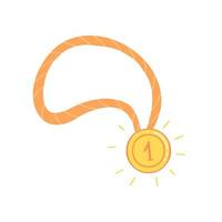 Winner gold medal with ribbon. Illustration for printing, backgrounds, covers and packaging. Image can be used for greeting cards, posters, stickers and textile. Isolated on white background. vector