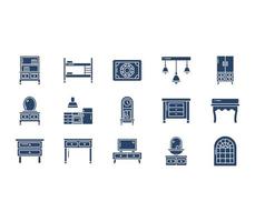 conjunto de iconos de muebles e interior del hogar vector