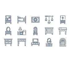 Furniture and home interior icon set vector