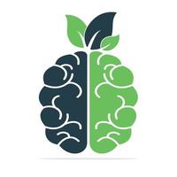 diseño vectorial de combinación de logotipo de cerebro y hoja. diseño de vector de logotipo de cerebro orgánico.