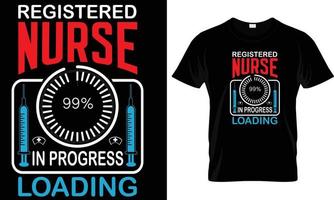 Registered nurse in progress loading t-shirt design graphic. vector