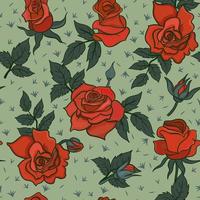 Seamless pattern with red roses. Vector graphics.