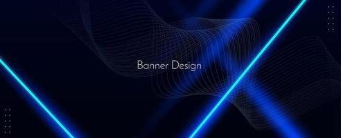 Abstract geometric neon lines illustration banner pattern background vector