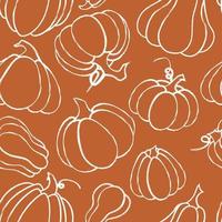 Autumn pumpkin pattern in doodle style. Suitable for decorating autumn holidays, Halloween, various food items and fun prints. vector